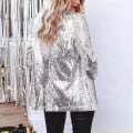 Miniatyrbillede 4 af 5: Kvinders Sequinjakke, Glitter Sparkle Casual Langærmet Blazer Frakke Gold L
