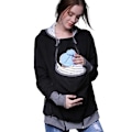Miniatyrbilde 2 av 5: Hettegenser for gravide med kengurulomme for bæresele Black XL