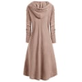Miniatyrbillede 2 af 5: Dame Hætte High Low Drop Shoulder Lang Sweater Vintage Langærmet Fest XL Pink