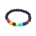 Miniatyrbild 1 av 5: 7 Chakra Armband 8mm Svart Frostad Armband 3d Buddhas Huvud + Energistens Färgglada Black Touch Sand Colorful