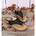 Miniatyrbild 3 av 5: Dam Solid Color Broderade Flip Flop Sandaler Strandtofflor 086 Black EU 41