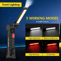 Miniatyrbillede 2 af 5: Genopladelig Arbejdslampe, Led Lommelygte Bærbare Inspektionslamper 360 Graders Roterende Lommelygte Med Magnetisk Base Og Krog 5 Tilstande Campinglys (2 Pak, Sort)