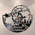 Miniatyrbild 5 av 5: Väggklocka God Jul Tomten Vinyl Record Väggklocka Retro Väggdekoration Elf Klocka Väggklocka(29,5x29,5cm)