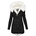 Miniatyrbillede 1 af 4: Fleecefrakke til kvinder Hætte Cardigan Casual Langærmet Varmt Overtøj Til Efterår Vinter Ny XL Black