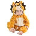 Miniatyrbilde 1 av 5: Dyredress med hette for barn, vintervarm fleece hettegenser jumpsuit romper Yellow 90
