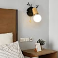 Miniatyrbillede 2 af 5: Nordisk Moderne Design Hjortegevir Form Træ Væglampe Med Træk Kontak E27, sort, uden Pære
