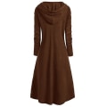 Miniatyrbillede 4 af 5: Dame Hætte High Low Drop Shoulder Lang Sweater Vintage Langærmet Fest L Dark Green
