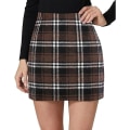 Miniatyrbillede 1 af 5: Dame Højtaljet Ternet Nederdel, Bodycon Pencil Uld Mini Nederdele Brown 2XL