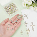 Miniatyrbillede 3 af 5: 30 stk. Rhinestone Kors Charms 10 Stilarter Micro Pave Krucifiks Charms Konnektor med Imitation Perle & Hjerte & Sløjfe Dingle Vedhæng til Halskæde Armbånd