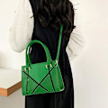 Miniatyrbillede 5 af 5: Dame Skuldertaske Retro Klassisk Håndtaske Pu Læder Clutch Taske Med Lynlås green