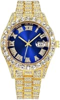 Herr Diamantklocka Mode Kristall Vattendiamant Brittisk Analog
