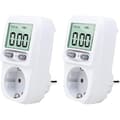 2 stk. stikdåse-wattmeter, smart bærbart effektmåler med LCD-display, overbelastningsbeskyttelse, 3680W maksimal effekt, til hjemmebrug