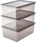 Förvaringslådor med Air Control-system, 3-pack, 3 x 11 l, Bea, Transparent