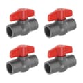 4-pack PVC 25 mm kulventiler - avstängningsventiler med muff och T-handtag