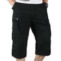Herre 3/4 lange elastiske shorts midje cargo combat trekvartbukser Black M