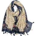 Boho-sjal för kvinnor Lätt blommigmönstrad sjal Höst Vinter Mode Fransad sjal