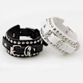 Miniatyrbild 3 av 5: 1/2/3/5 PU Läderarmband Justerbar Wrap Cuff Nit för White 24.5 x 3.2cm 1Set