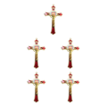 Miniatyrbild 2 av 5: 1/2/3/5 Zinklegering Väggkrucifix Cross Jesus Statue Staty Red 12x7cm 5Set