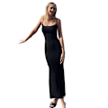 Miniatyrbild 2 av 5: Lång kjol Bodycon Klänning Festkläder Midi Asymmetrisk Black/L