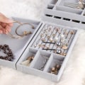 Miniatyrbild 2 av 5: 1/2/3/5 Stapelbar smyckesbricka Multipurpose Portable Velvet för 18 Grids Style A 1Set