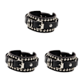 Miniatyrbild 4 av 5: 1/2/3/5 PU Läderarmband Justerbar Wrap Cuff Nit för Black 24.5 x 3.2cm 3Set