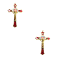Miniatyrbild 1 av 5: 1/2/3/5 Zinklegering Väggkrucifix Cross Jesus Statue Staty Red 12x7cm 2Set