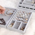 Miniatyrbild 5 av 5: 1/2/3/5 Stapelbar smyckesbricka Multipurpose Portable Velvet för 12 Grids Style A 1Set