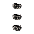 Miniatyrbild 2 av 5: 1/2/3/5 PU Läderarmband Justerbar Wrap Cuff Nit för Black 24.5 x 3.2cm 3Set