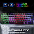 Miniatyrbild 4 av 5: 1/2 Gaming Mini Trådlöst tangentbord RGB Bakgrundsbelyst USB för bärbara datorer Black keyboard 11.5x4.02x1.57 Inch 1Set