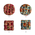 Miniatyrbild 2 av 5: Boho-stil utomhus rund vändbar sittdyna – Square Red（40cm）