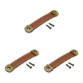 Miniatyrbild 2 av 5: 2/3/5 PU-läder Bagagehandtag Handtag Byt ut skåpdrag Khaki Brown 12.2x2.4x1.1cm 3Set