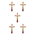 Miniatyrbild 1 av 5: 1/2/3/5 Zinklegering Väggkrucifix Cross Jesus Statue Staty Red 12x7cm 5Set