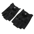 Miniatyrbild 1 av 5: 1/2/3/5 Retro PU eather Men Fingerless Driving Cykelhandskar Black Button L 1Set
