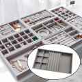 Miniatyrbild 2 av 5: 1/2/3/5 Stapelbar smyckesbricka Multipurpose Portable Velvet för Gray 3 in 1 1Set