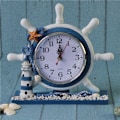 Miniatyrbild 4 av 5: 1/2 trä nautisk båtratt Time Clock Bordsdekor 1Set