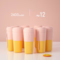 Miniatyrbild 3 av 5: 1/3 400ml Bärbar Mini Juicer USB Uppladdningsbar Blender Mixer Blue 9x20cm 1Set