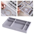 Miniatyrbild 3 av 5: 1/2/3/5 Stapelbar smyckesbricka Multipurpose Portable Velvet för 6 Grids Style A 1Set