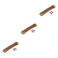 Miniatyrbild 5 av 5: 2/3/5 PU-läder Bagagehandtag Handtag Byt ut skåpdrag Khaki Brown 12.2x2.4x1.1cm 3Set