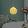 Miniatyrbild 4 av 5: Vävd Pendelljusskärm Lampbur Rottingkula Lampskärm för Yellow 15cm