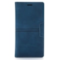 Miniatyrbild 1 av 4: Tunn etui - iPhone 15 - Mörkblå - Syntetiskt alcantara - Inbyggt stöd - Magnetstängning marinblå