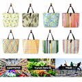 Miniatyrbild 6 av 9: Printed återanvändbar hopfällbar handväska Shopper-påse Diverse förvaringsaxelväska Style-3
