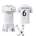 Miniatyrbillede 1 af 2: 2025-2026 Real Madrid Hjemmebane Børne Voksen Fodboldtrøje Sæt med Strømper No.6 Camavinga 20