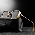 Miniatyrbild 5 av 10: Vintage Metal Steampunk Solglasögon Snygga Retro Shades UV400 glasögon Silver-Red