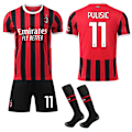 Miniatyrbild 1 av 2: 2024-2025 AC Milan Hemma Barn Vuxen Fotbollströja med Strumpor No.11 PULISIC L