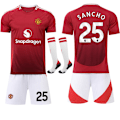 Miniatyrbild 1 av 2: 24-25 Manchester United Hemma Barn Vuxen Fotbollskit med Strumpor No.25 SANCHO L