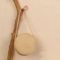 Miniatyrbild 1 av 10: Rund stråväska Dam vävd strandväska Handgjord stickad handväska beige