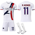 Miniatyrbillede 1 af 2: 2024-2025 Paris Saint-Germain Udebane Børne Voksen Hvid Fodboldtrøje Sæt Med Strømper No.11 M.ASENSIO M