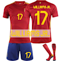 Miniatyrbild 1 av 2: 2024 UEFA EM Barnfotbollströja Kit Spanien Hemma Nr.17 Williams JR. With socks 26