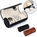 Miniatyrbild 1 av 10: 3 Slot Watch Box Resor PU Läder Roll Case Smycken Förvaring brown