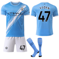 Miniatyrbillede 1 af 2: 2025-2026 Manchester City Hjemmebane Børne- og Voksenfodboldtrøje Nr. 47 FODEN M